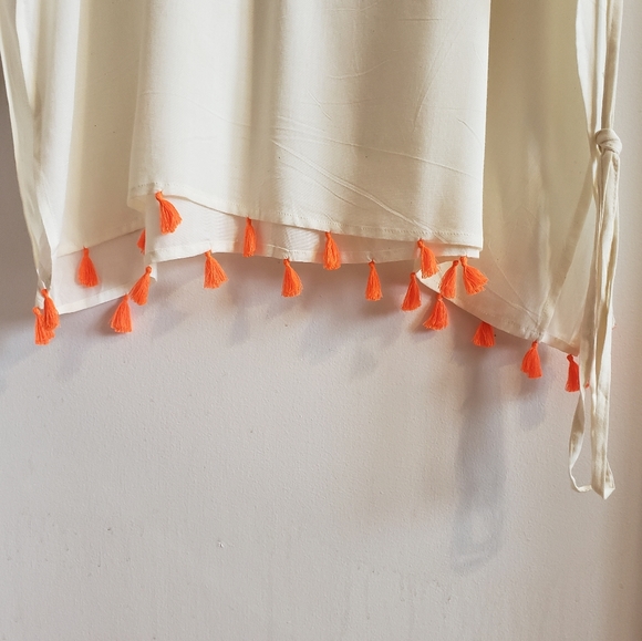 Institut Esthederm Paris Beach Wrap Cream Coral Toggles Boho Hippie 100%Viscose - Picture 9 of 12